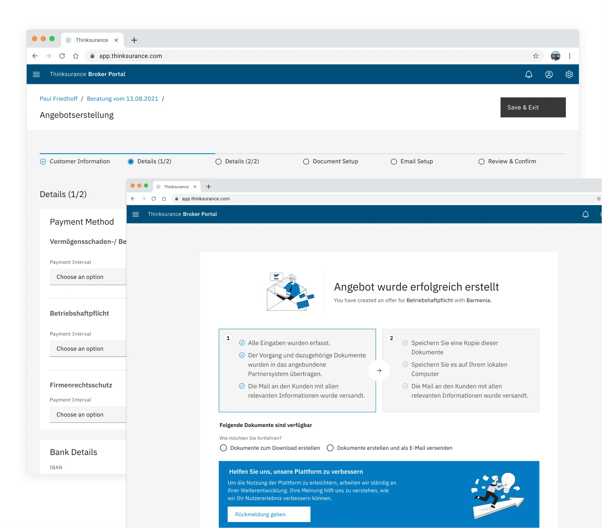 Thinksurance booking process redesign