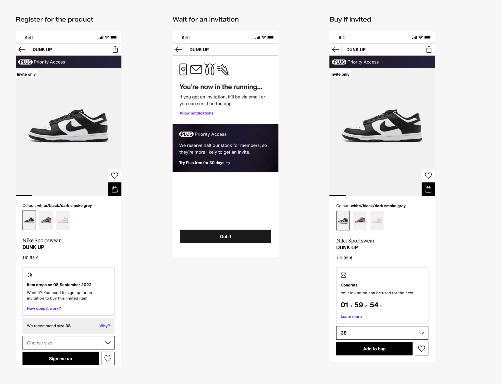 Registration, acknowledgement and invited product page