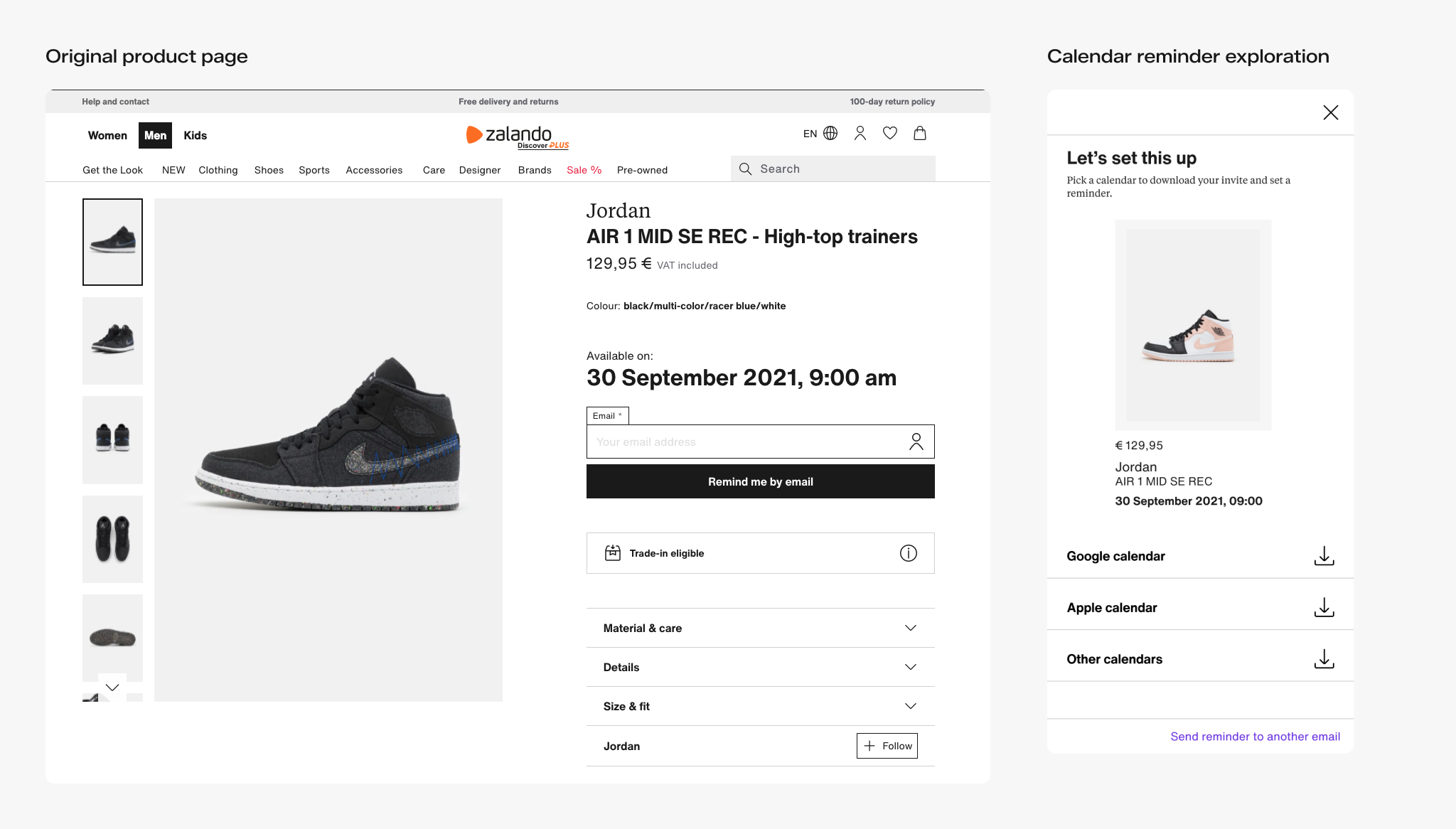 Original release reminder and calendar reminder exploration
