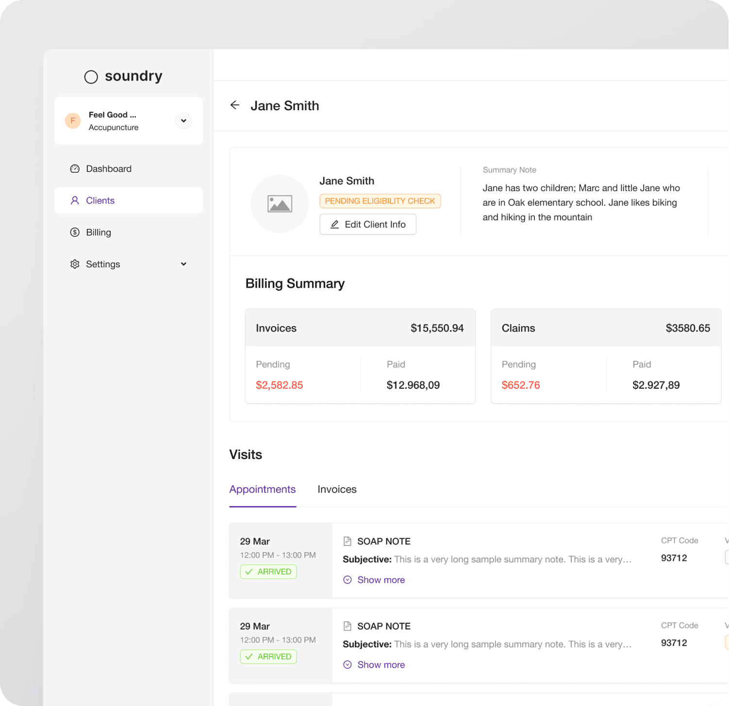 Soundry electronic health record portal